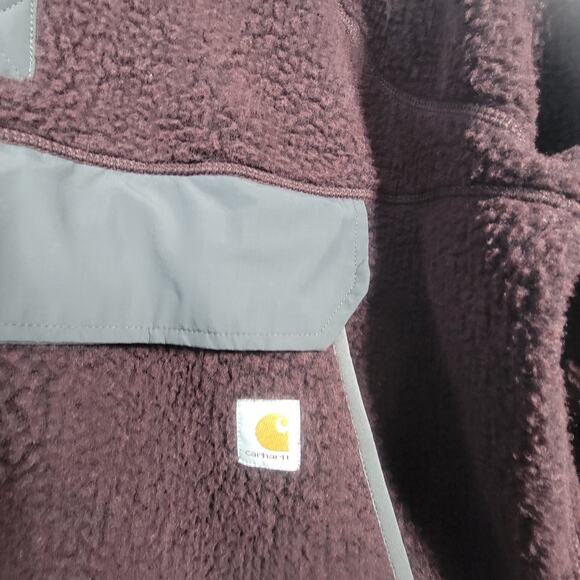 Carhartt Fleece Snap Pullover Mens XL Sherpa Relaxed Fit Jacket Grey Plum - Picture 13 of 13